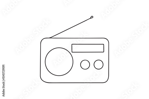 Radio continuous one line drawing minimalism design