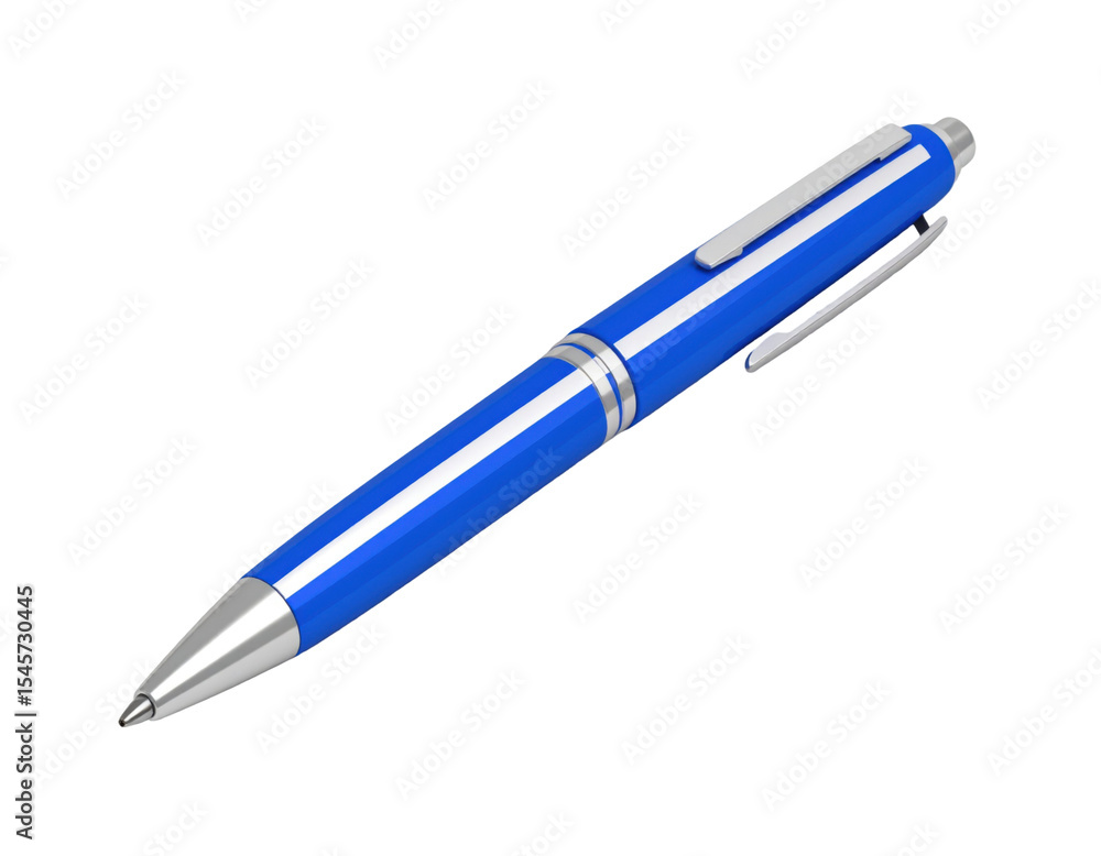 Classic blue ink pen with plastic barrel and removable cap isolated on white background Classic blue ink pen with plastic barrel and removable cap isolated on white background