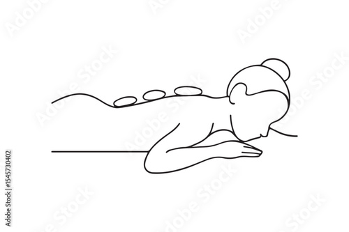 Hot stone spa continuous one line drawing minimalism design