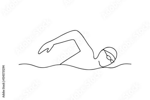Swimming continuous one line drawing minimalism design