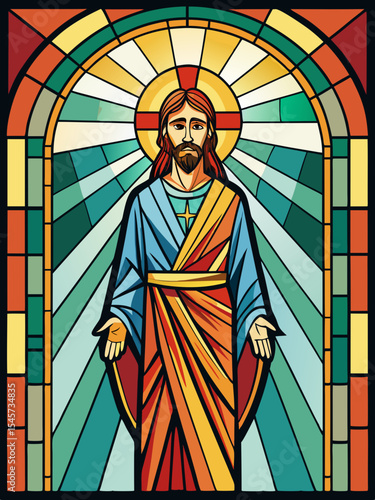 Jesus , Stained Glass Style, Full body , window temple	sun, stained glass style, full body, window temple, glass, window, stained, church, stained glass, religion, cathedral, art, saint, religious,rea