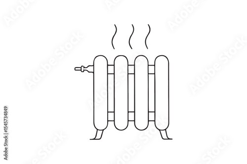 Radiator with Heat Lines continuous one line drawing minimalism design