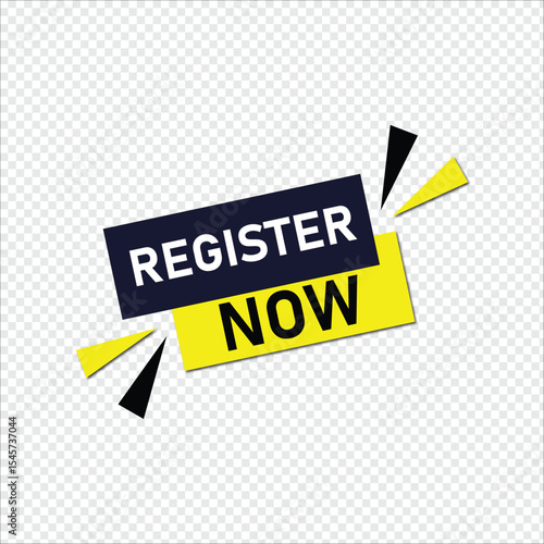Register now Button web template Banner Label register now sign icon Vector illustration