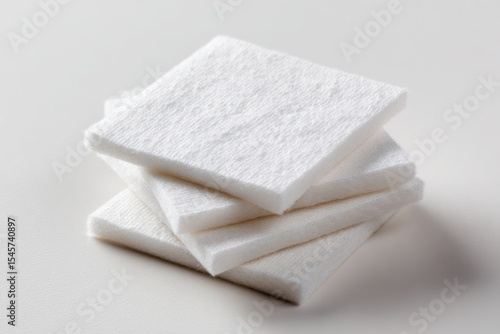 Wallpaper Mural A stack of four square, white, fibrous pads rests on a light gray surface Torontodigital.ca