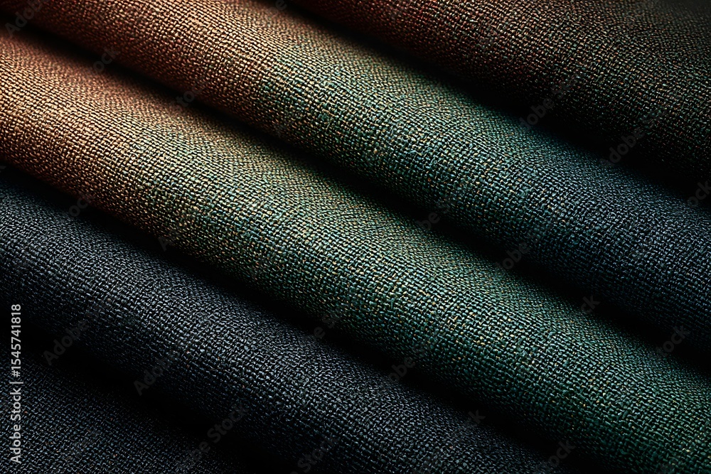 Obraz premium An abstract display of colorful folded fabric, revealing a spectrum of earth tones, with each fold gracefully cascading