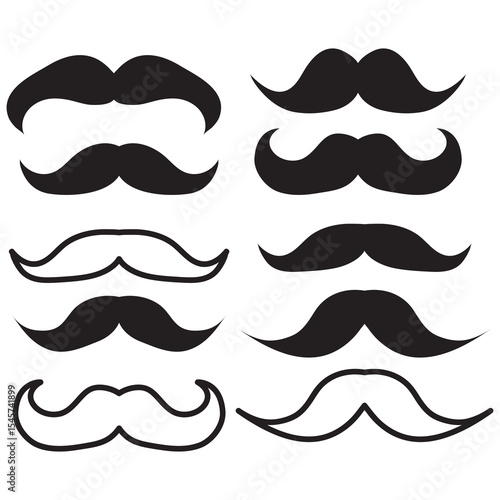 Moustache Icon Images, vector Set of mustache icon on white background..eps