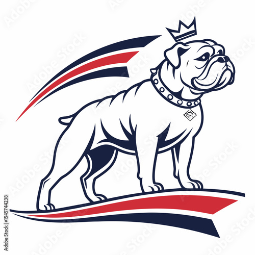 Aggressive Bulldog Mascot Vector Fierce Guard Dog Illustration with Spiked Collar for Sports Logos, Branding & Apparel Design