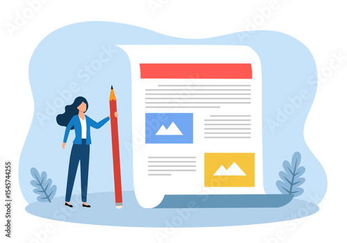 Content writing, writer, journalist, author, and copywriter concept illustration