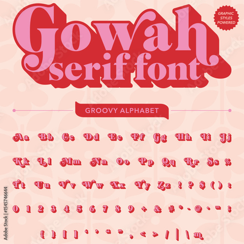 Serif Groovy Retro Vintage Bold Font alphabet vector file