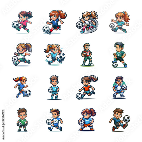Soccer Football kids mascot cartoon logo icon design
