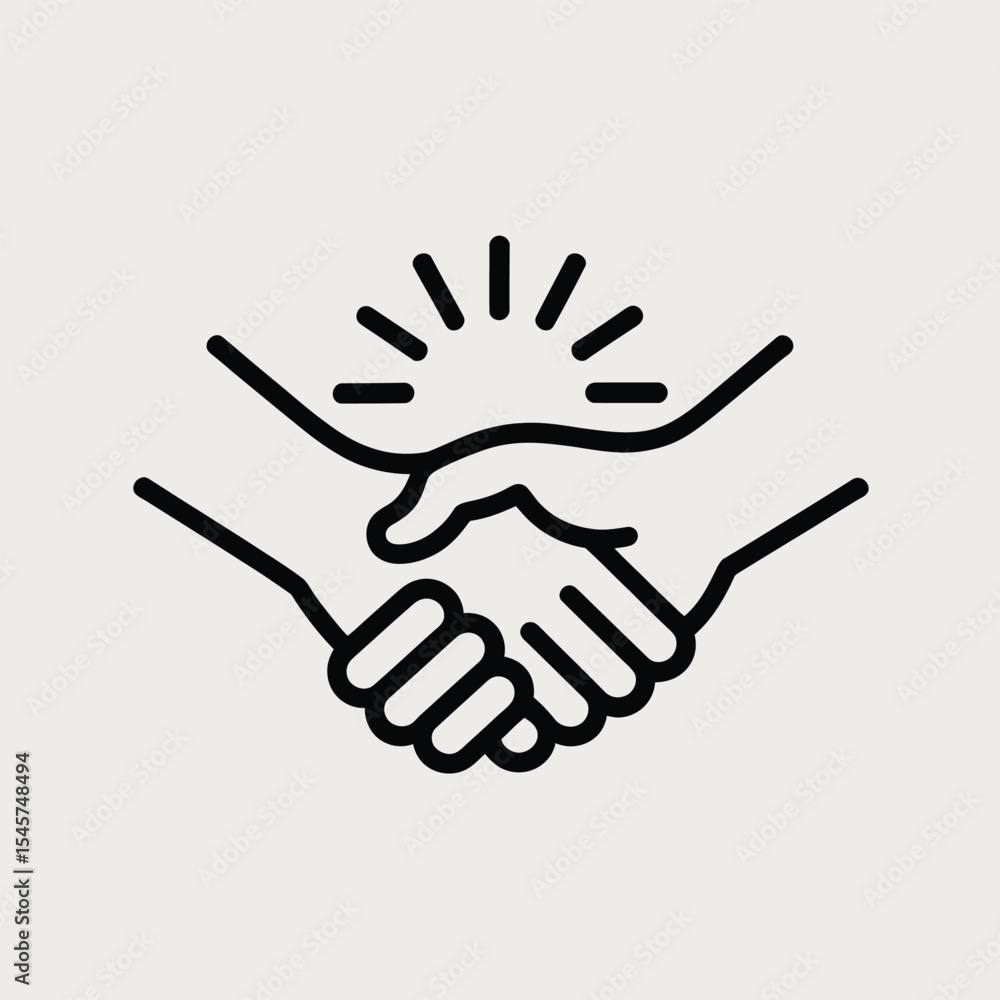 Obraz premium Two Hands Clasped in Handshake with Spark Effect Icon 1