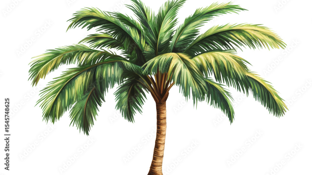 Fototapeta premium Palm tree with tropical leaves Transparent background, PNG