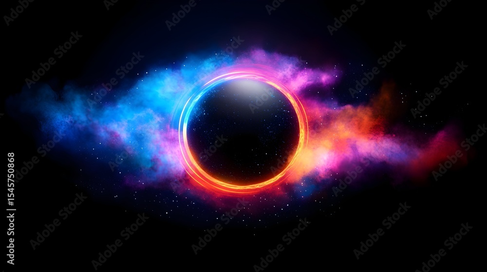 Fototapeta premium Glowing cosmic ring nebula space background, digital art