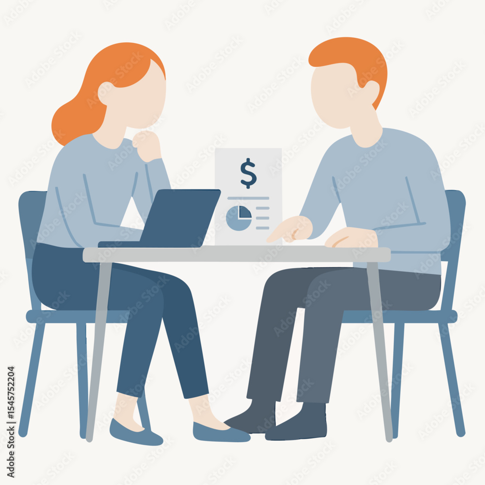 Minimalist Flat Style Discussion Finance Business People Illustration Minimalist Flat Style Discussion Finance Business People Illustration