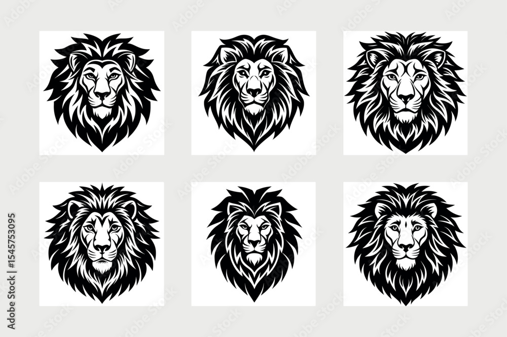 Obraz premium lion head logo vector illustration.