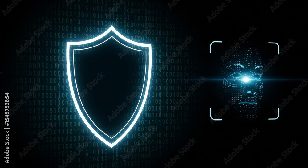 Fototapeta premium Facial Recognition Security Advanced Biometric Protection and Digital Shield for Enhanced Data Privacy