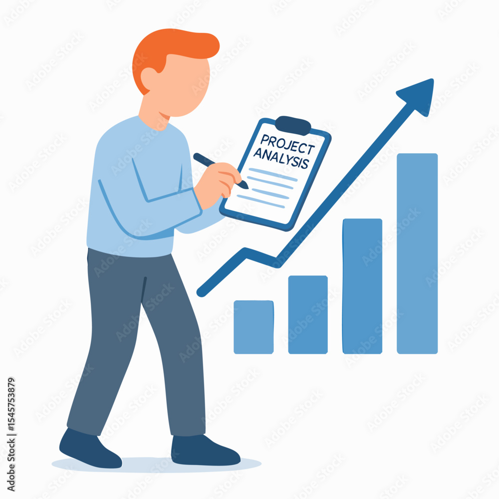 Flat Style Detailed Project Analysis Report Business Growth Chart Illustration Flat Style Detailed Project Analysis Report Business Growth Chart Illustration