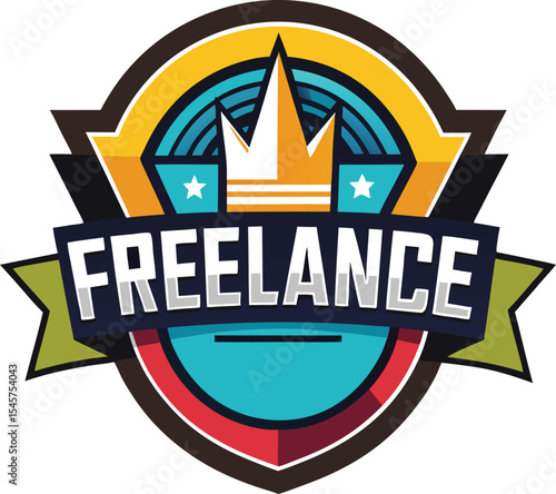 Freelance business logo design with crown and stars