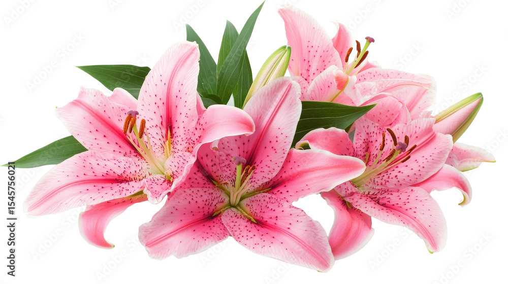 Naklejka premium Pink lily flower Transparent background, PNG
