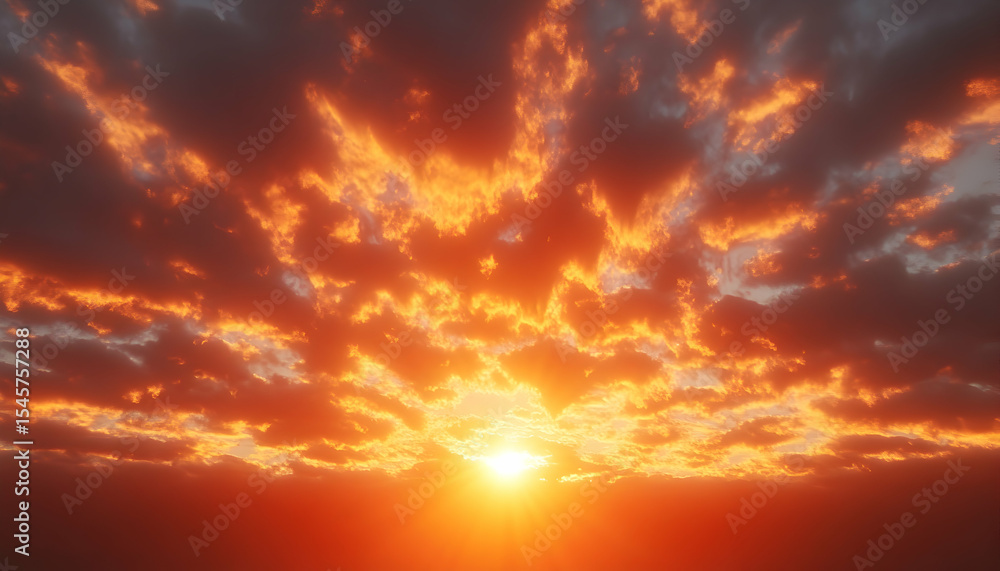 Fototapeta premium Fiery sunset sky