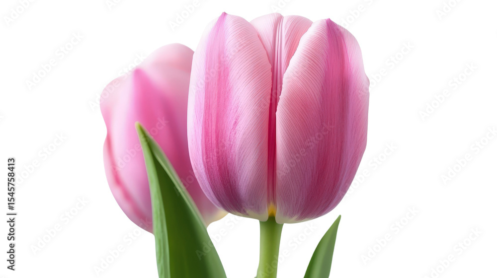Fototapeta premium Pink tulip close-up Transparent background, PNG