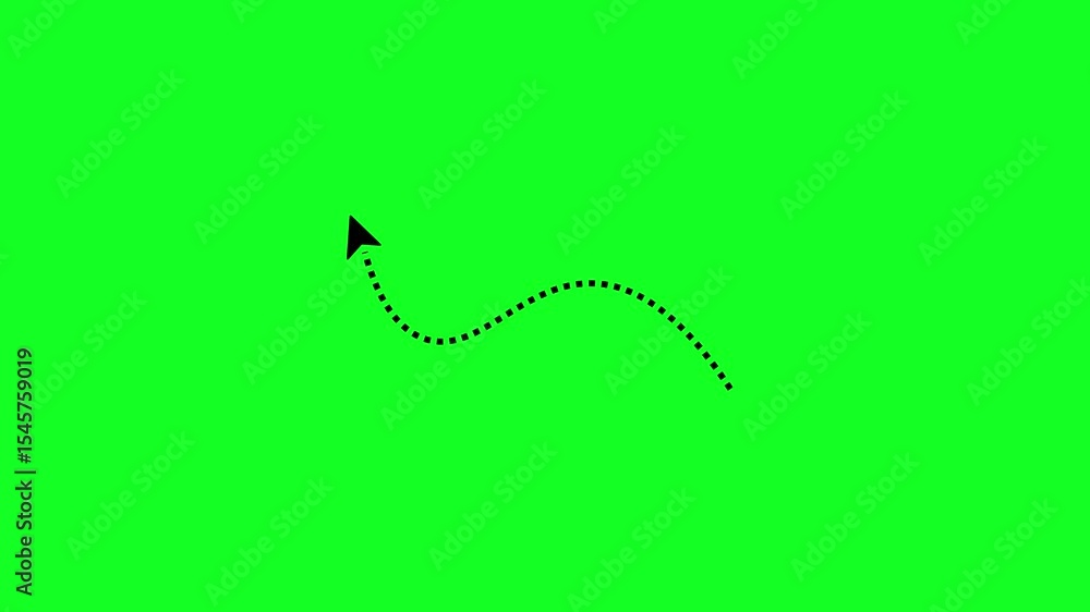 arrow animation, wavy dotted line, 4k video green screen arrow animation, wavy dotted line, 4k video green screen