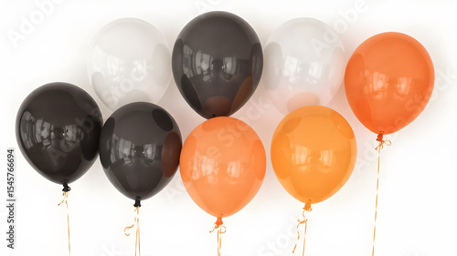  Group of orange, black, and white balloons arranged in clusters, perfect for spooky celebrations.