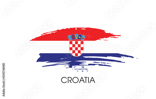 Croatia Brush flag banner background Vector illustration design independence day Vector banner Posters illustration on white background