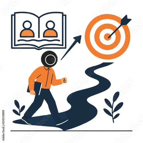 Strategic Path to Success with Goal and Growth Icons.