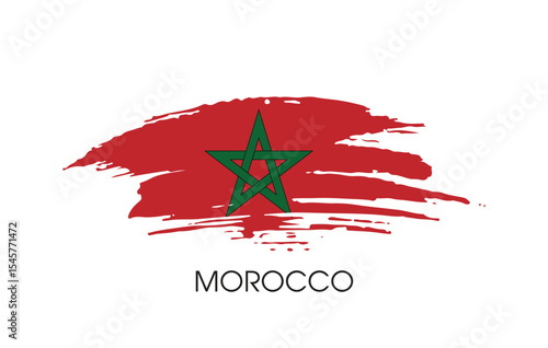Morocco Brush flag banner background Vector illustration design independence day Vector banner Posters illustration on white background
