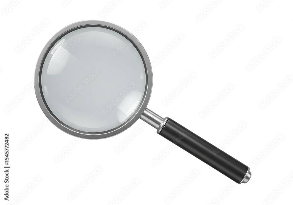 A detailed illustration of a magnifying glass against a black background A detailed illustration of a magnifying glass against a black background