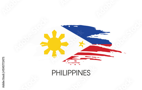 Philippines Brush flag banner background Vector illustration design independence day Vector banner Posters illustration on white background