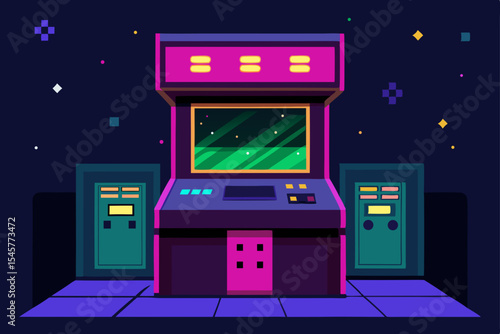 Retro Arcade Game Machine Pixel Art Illustration of a Classic 80s Gaming Console