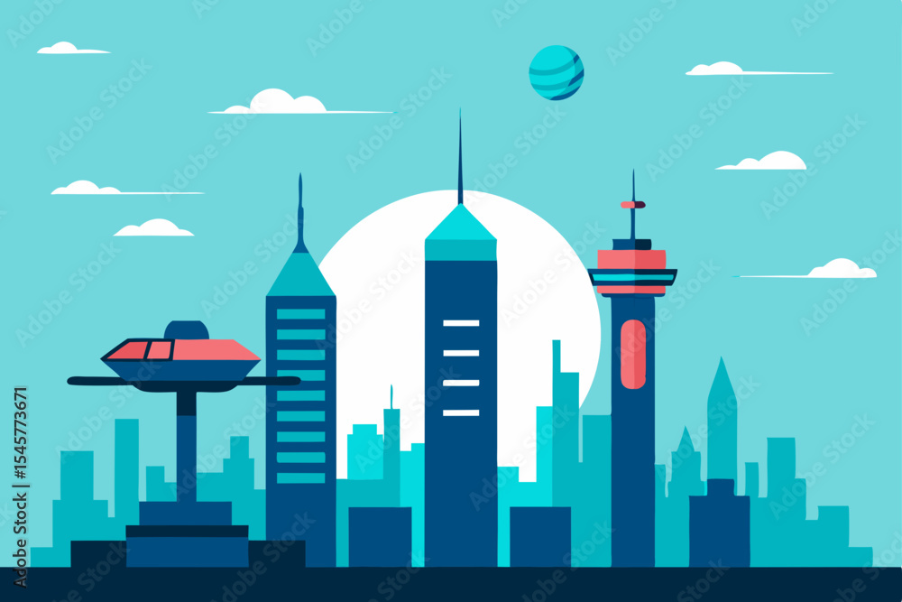 Fototapeta premium Futuristic Cityscape A Vision of Tomorrow's Urban Landscape