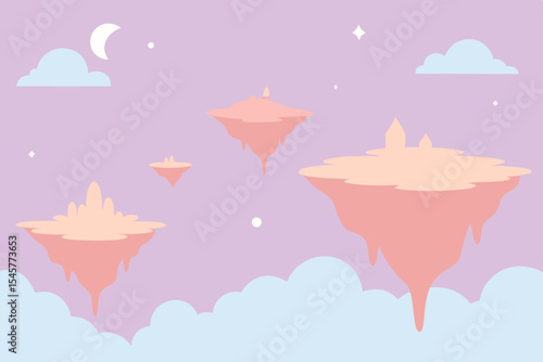 Enchanted Floating Islands A Dreamlike Night Sky Illustration