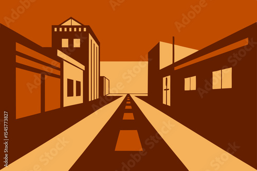 City Street Perspective A Minimalist Urban Landscape Illustration