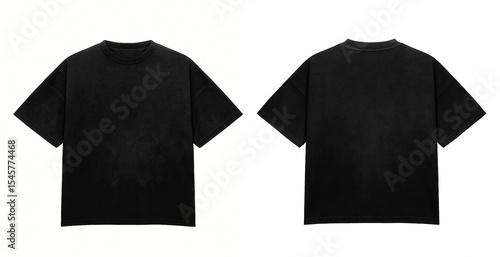 T Shirt color black Mockup front and back view on white background
