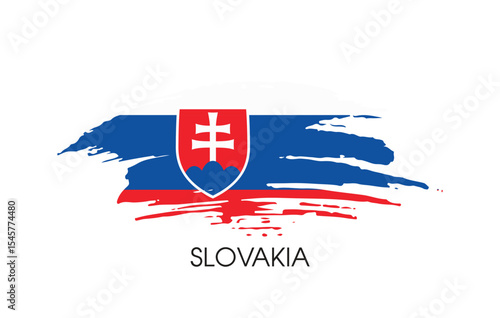 Slovakia Brush flag banner background Vector illustration design independence day Vector banner Posters illustration on white background