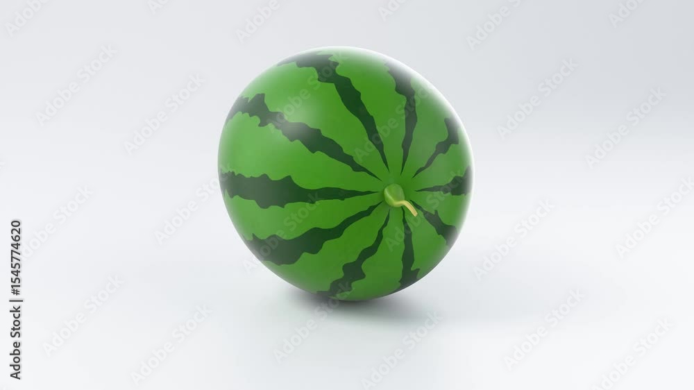 A realistic 3D rendering of a watermelon showcasing its vibrant green skin and dark stripes. A realistic 3D rendering of a watermelon showcasing its vibrant green skin and dark stripes.