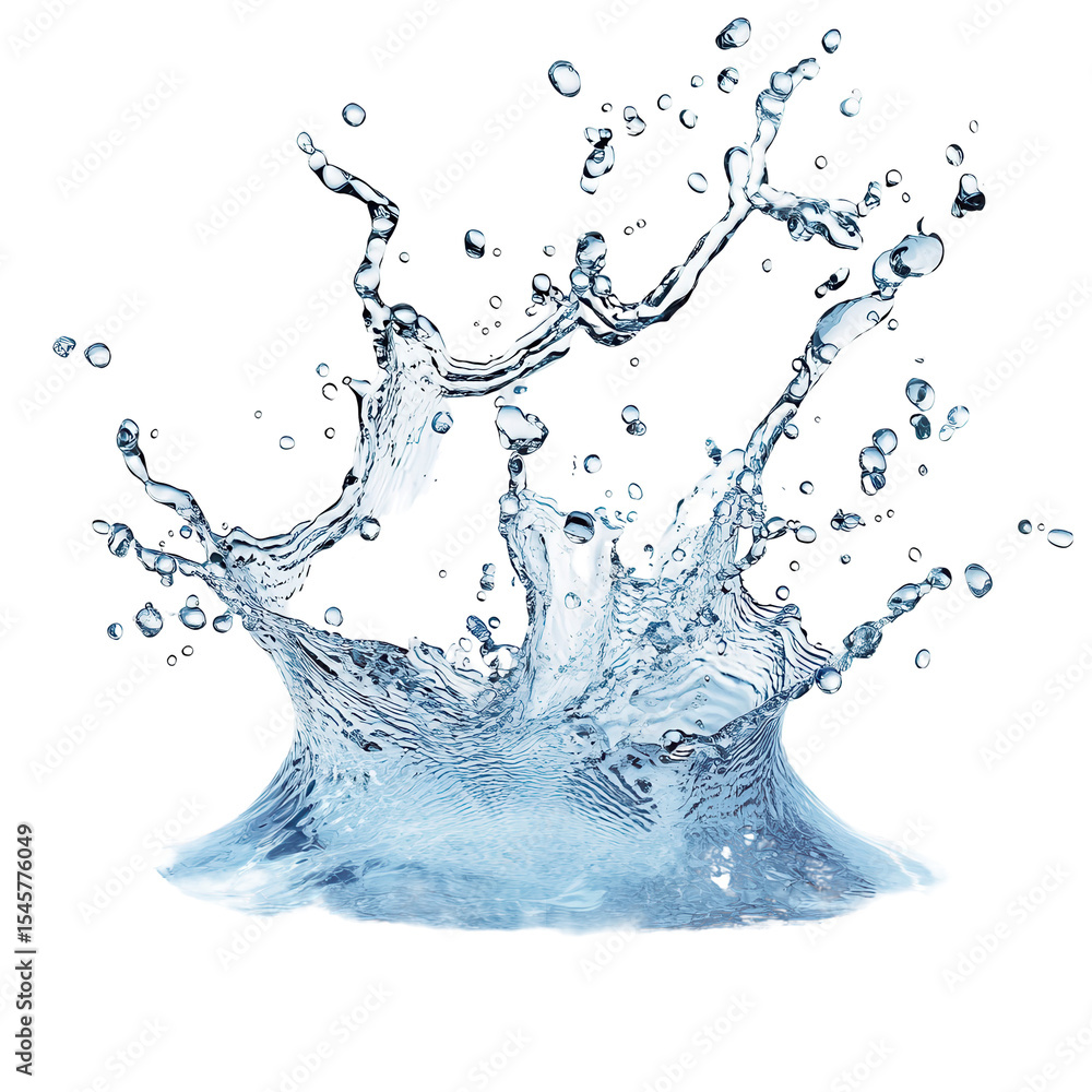 Obraz premium Water splash isolated on black background dynamic liquid explosion isolated on a transparent background