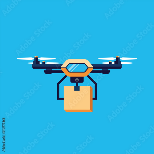 drone delivery flying with boxes vector flat design