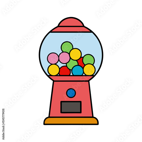 multi color full gumball machine with chewing gums vector art.