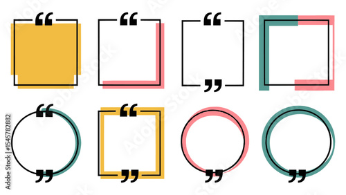 Modern Minimalist Quote Box and Testimonial Frame Collection with Quotation Marks, Perfect for Inspiring Text, Customer Reviews, Speech Bubbles, and Social Media Graphics