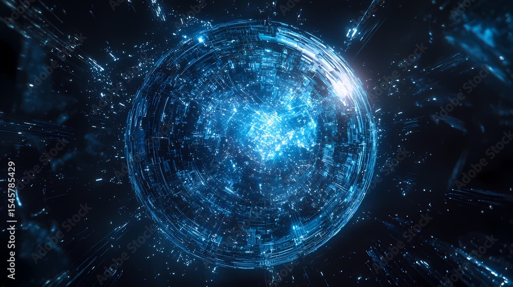 Obraz premium Futuristic Data Sphere Digital Technology and Global Connectivity 