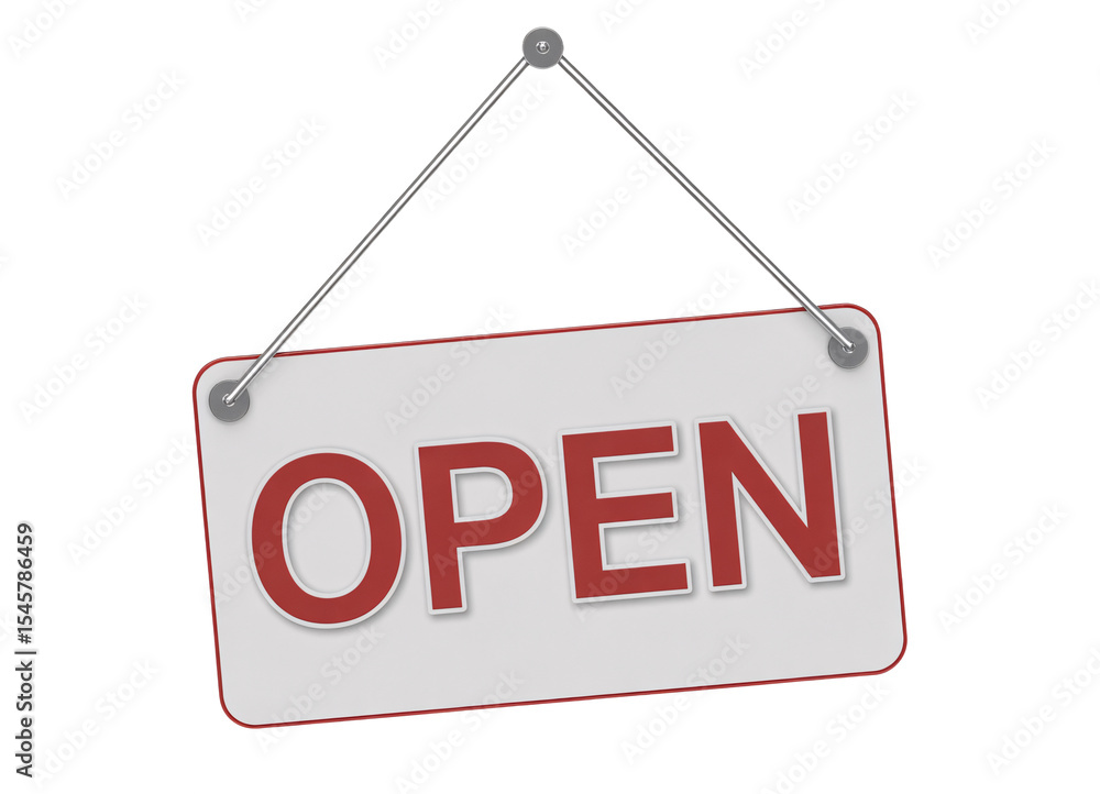 Red Open Sign Hanging on a White Rectangular Background Perfect for Business Grand Opening Announcements, transparent background Red Open Sign Hanging on a White Rectangular Background Perfect for Business Grand Opening Announcements, transparent background