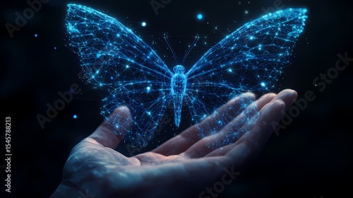 Digital Butterfly on Human Hand A Mesmerizing Vision 