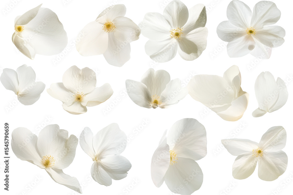 Fototapeta premium Soft white flower petals create an elegant arrangement perfect for serene decorations or natural beauty aesthetic