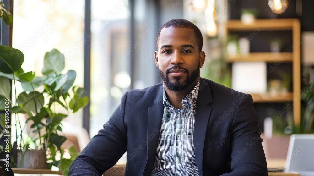 Obraz premium strategic leader analyzing partnership growth metrics in modern workspace