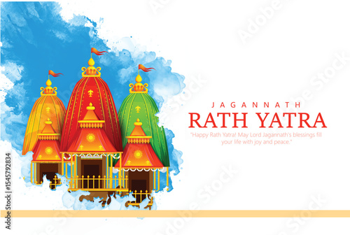 illustration of Rath Yatra Festival Illustration with Temples and Festive Decorations