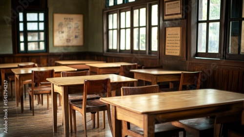 Wallpaper Mural Empty Classroom Desks Torontodigital.ca